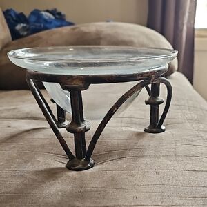 Source Unknown Iron and Glass Decorative Bowl - Brown and Clear